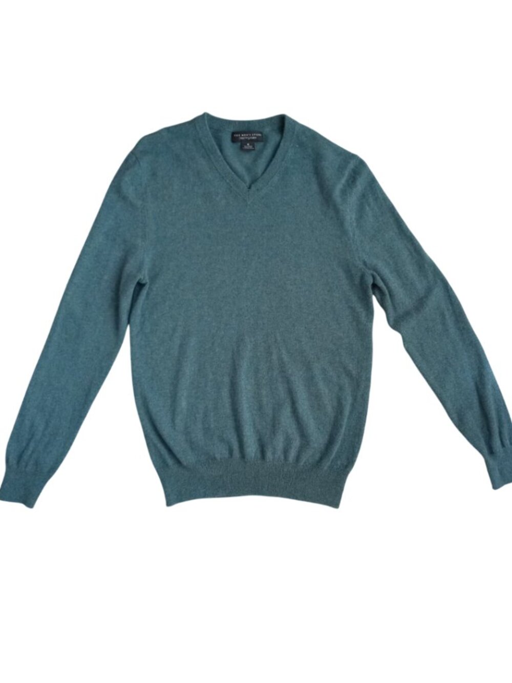 The Men's Store Bloomingdale's 100% Cashmere V-Neck Sweater - Blue Teal, Size M